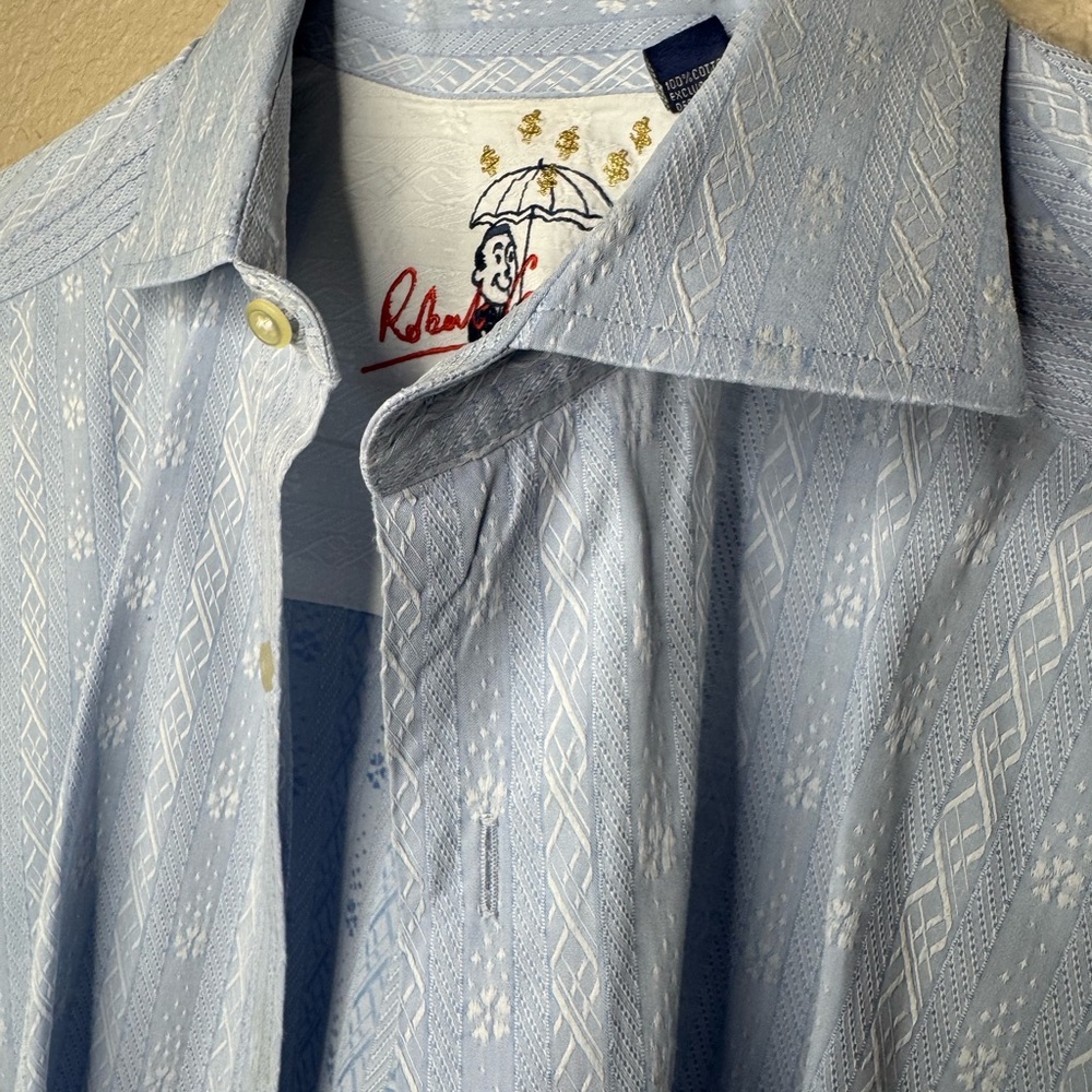Robert Graham Light Blue Patterned Button Up Dres… - image 1